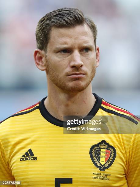 Jan Vertonghen of Belgium during the 2018 FIFA World Cup Play-off for third place match between Belgium and England at the Saint Petersburg Stadium...