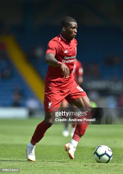 Sheyi Ojo of Liverpool during the Pre-Season friendly match between Bury and Liverpool at Gigg Lane on July 14, 2018 in Bury, England.