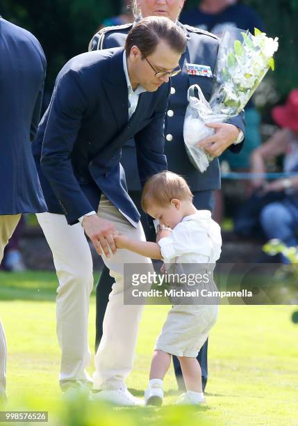 Prince Daniel of Sweden and Prince Oscar of Sweden during the occasion of The Crown Princess Victoria of Sweden's 41st birthday celebrations at...