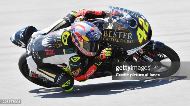 July 2018, Germany, Hohenstein-Ernstthal: German motorcycle Grand Prix, Qualifying MotoGP at the Sachsenring. Marcos Ramirez in action. Photo:...