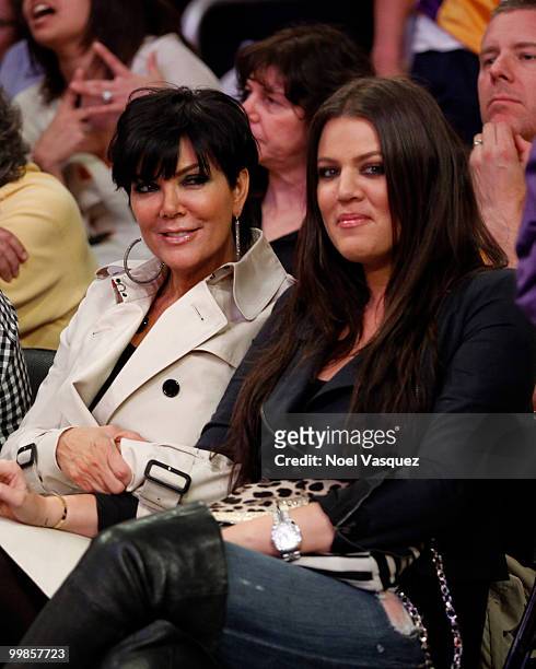 Kris Jenner and Khloe Kardashian attend Game One of the Western Conference Finals between the Phoenix Suns and the Los Angeles Lakers during the 2010...
