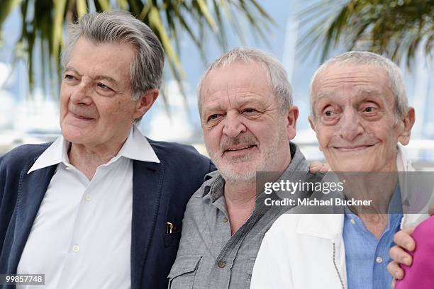 Actors Philippe Laudenbach, Jean-Marie Frin and Jacques Herlin attend the "Of Gods And Men" Photocall at the Palais des Festivals during the 63rd...