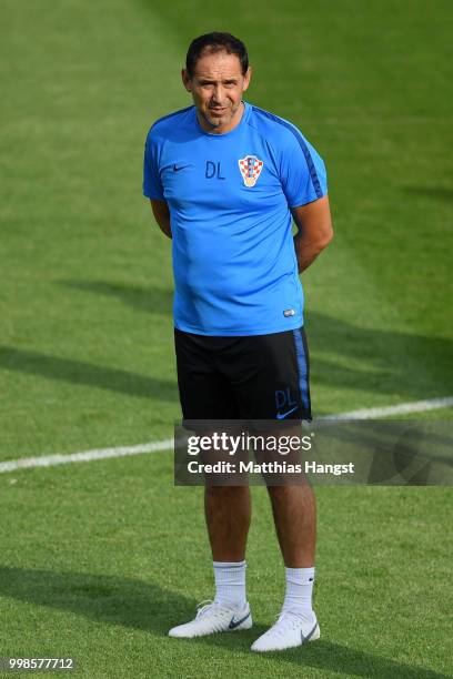 Assistant manager of Croatia Drazen Ladic looks on during a Croatia training session during the 2018 FIFA World Cup at Luzhniki Stadium on July 14,...