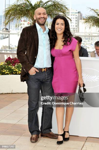 Actors Farid Larbi and Sabrina Ouzani attend the 'Of Gods and Men' Photo Call held at the Palais des Festivals during the 63rd Annual International...