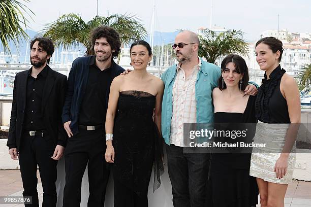 Actor Raul Lagger, director Ivan Fund,actress Eva Bianco. Santiago Loza, actress Adela Sanchez, Victoria Raposo attends the "Los Labios" Photocall at...