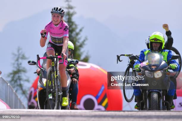 Arrival / Annemiek van Vleuten of The Netherlands and Team Mitchelton-Scott Pink leader jersey / Celebration / during the 29th Tour of Italy 2018 -...