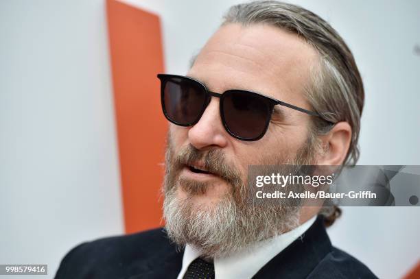 Actor Joaquin Phoenix arrives at Amazon Studios premiere of 'Don't Worry, He Won't Get Far on Foot' at ArcLight Hollywood on July 11, 2018 in...