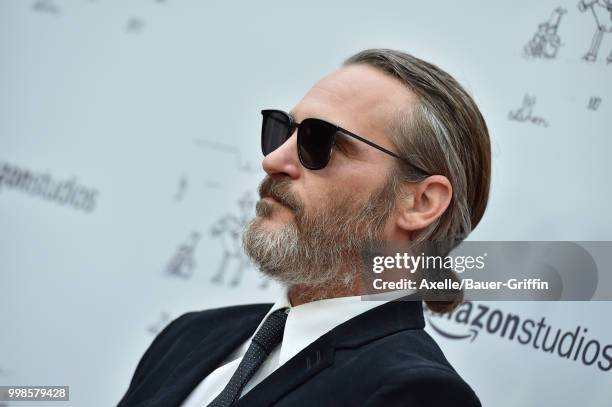 Actor Joaquin Phoenix arrives at Amazon Studios premiere of 'Don't Worry, He Won't Get Far on Foot' at ArcLight Hollywood on July 11, 2018 in...