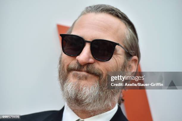 Actor Joaquin Phoenix arrives at Amazon Studios premiere of 'Don't Worry, He Won't Get Far on Foot' at ArcLight Hollywood on July 11, 2018 in...