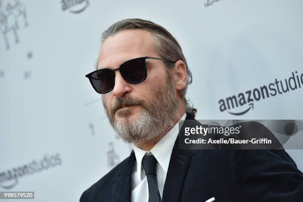 Actor Joaquin Phoenix arrives at Amazon Studios premiere of 'Don't Worry, He Won't Get Far on Foot' at ArcLight Hollywood on July 11, 2018 in...