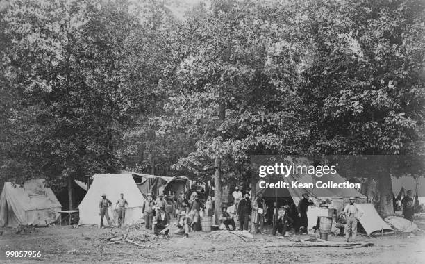 Field hospital and Christian mission tents in Gettysburg, Pennsylvania in July, 1863.