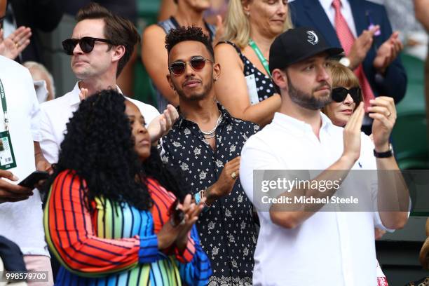 Lewis Hamilton and Anna Wintour ahead of the Ladies' Singles final match between Serena Williams of The United States and Angelique Kerber of Germany...