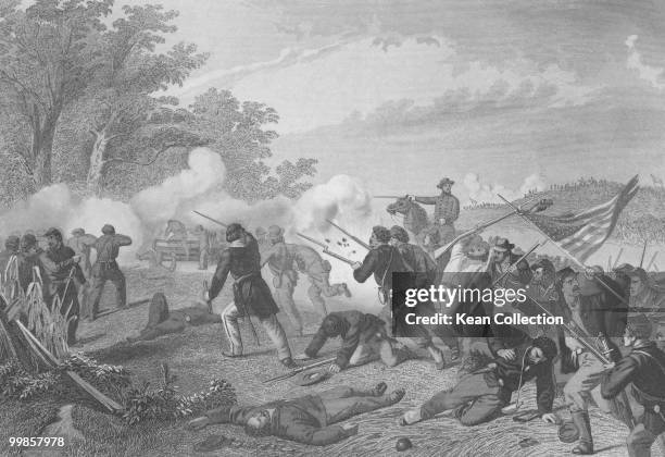 An engraving of the battle of Antietam, Maryland 17 September 1862.