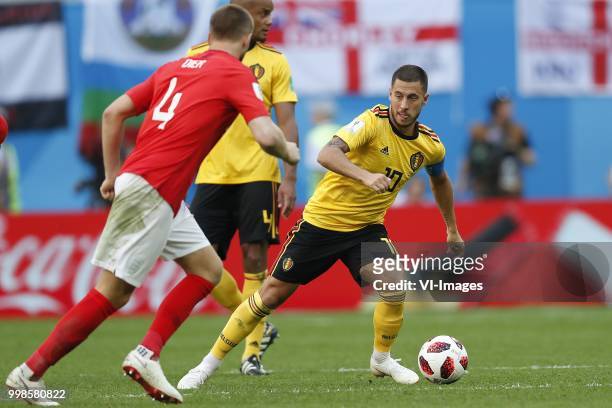 Eric Dier of England, Vincent Kompany of Belgium, Eden Hazard of Belgium during the 2018 FIFA World Cup Play-off for third place match between...