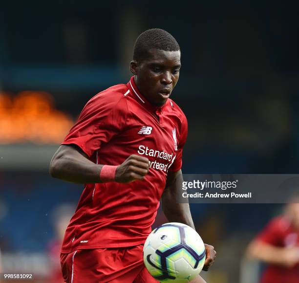 Sheyi Ojo of Liverpool during the Pre-Season friendly match between Bury and Liverpool at Gigg Lane on July 14, 2018 in Bury, England.