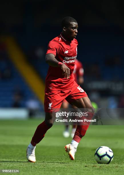 Sheyi Ojo of Liverpool during the Pre-Season friendly match between Bury and Liverpool at Gigg Lane on July 14, 2018 in Bury, England.