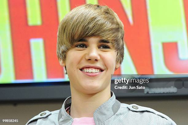 Singer Justin Bieber promotes his new album "My Worlds" at Tower Records Shinjuku on May 18, 2010 in Tokyo, Japan.