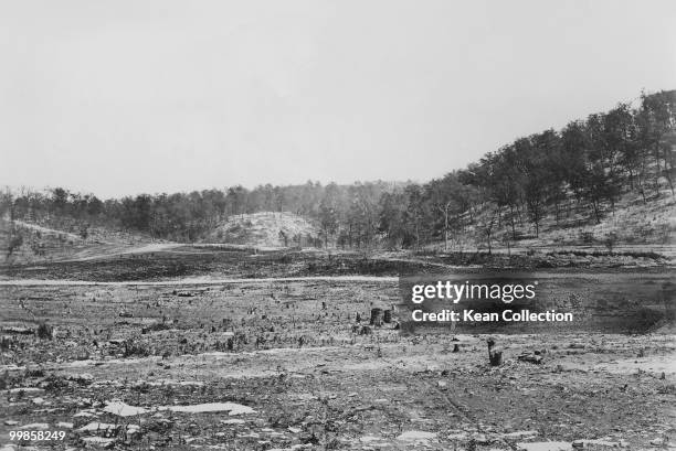 View of Missionary ridge during the Battle of Missionary Ridge in Tennessee on 25 November 1863.