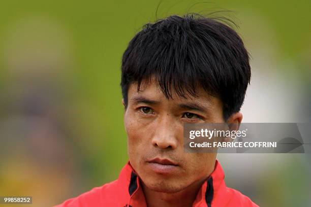 Ji Yun Nam of North Korea's looks on prior to a friendly football match against Paraguay on May 15, 2010 in Nyon ahead of the FIFA 2010 World Cup in...