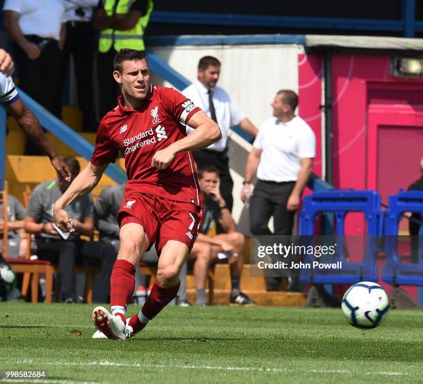 James Milner of Liverpool during the Pre-Season friendly match between Bury and Liverpool at Gigg Lane on July 14, 2018 in Bury, England.