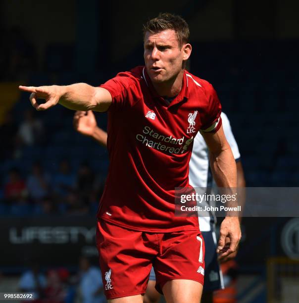 James Milner of Liverpool during the Pre-Season friendly match between Bury and Liverpool at Gigg Lane on July 14, 2018 in Bury, England.