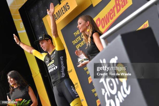 Podium / Dylan Groenewegen of The Netherlands and Team LottoNL - Jumbo Celebration / during the 105th Tour de France 2018, Stage 8 a 181km stage from...