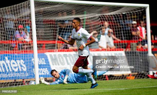 Harvey Knibbs of Aston Villa scores for Aston Villa during the Pre-Season Friendly match between Kidderminster Harriers and Aston Villa at the...