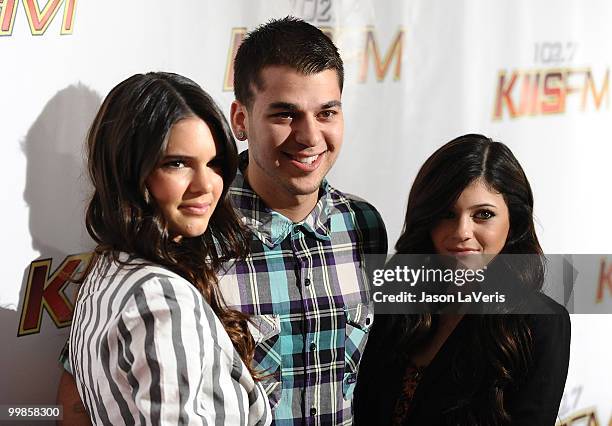 Kendall Jenner, Rob Kardashian and Kylie Jenner attend KIIS FM's 2010 Wango Tango Concert at Staples Center on May 15, 2010 in Los Angeles,...