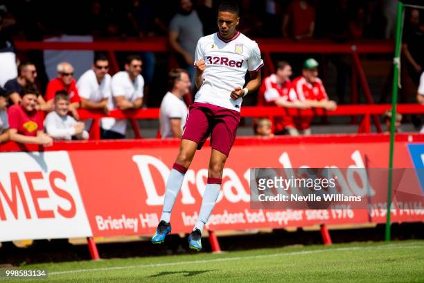 Harvey Knibbs of Aston Villa scores for Aston Villa during the Pre-Season Friendly match between Kidderminster Harriers and Aston Villa at the...