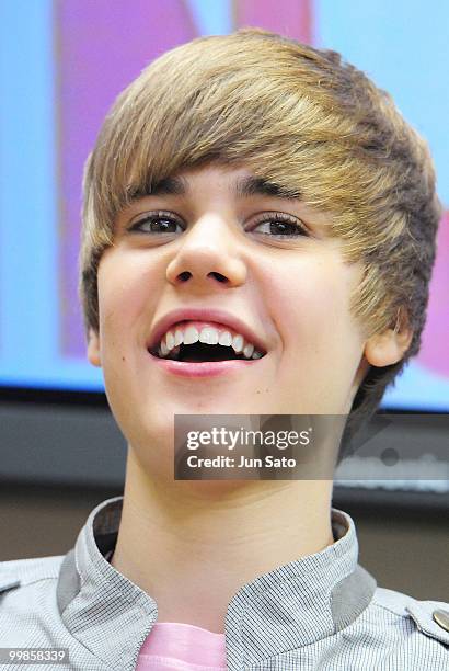 Singer Justin Bieber promotes his new album "My Worlds" at Tower Records Shinjuku on May 18, 2010 in Tokyo, Japan.