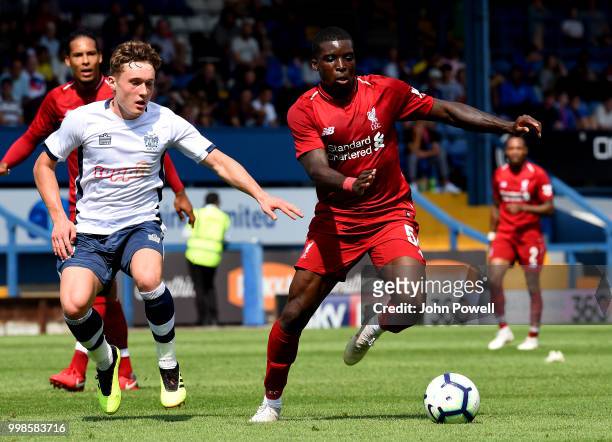 Sheyi Ojo during the Pre-Season friendly match between Bury and Liverpool at Gigg Lane on July 14, 2018 in Bury, England.