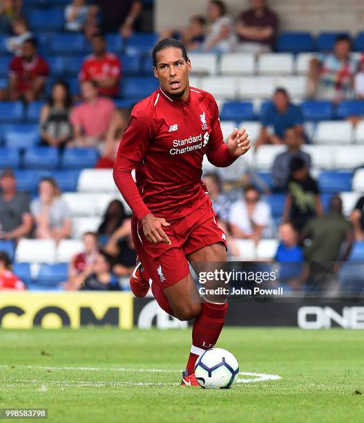 Virgil van Dijk during the Pre-Season friendly match between Bury and Liverpool at Gigg Lane on July 14, 2018 in Bury, England.