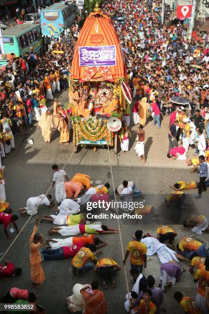 Hindu community in Dhaka brings out a colourful procession in the capital on 14 July 2018 on the occasion of Rath Jatra festival.