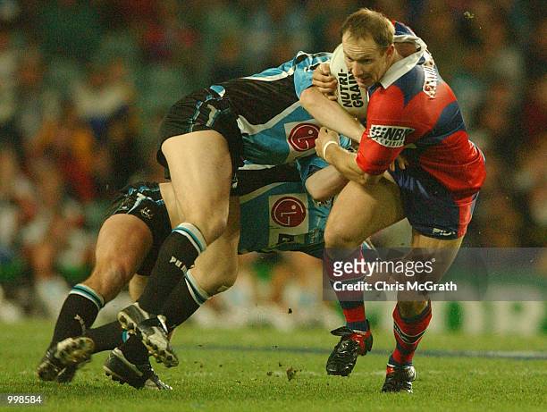 Adam MacDougall of the Knights in action during the NRL Preliminary final match between the Newcastle Knights and the Cronulla Sharks held at the...