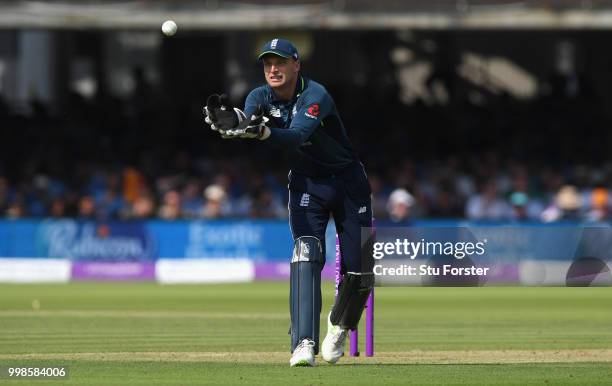 England keeper Jos Buttler in action during the 2nd ODI Royal London One Day International match between England and India at Lord's Cricket Ground...