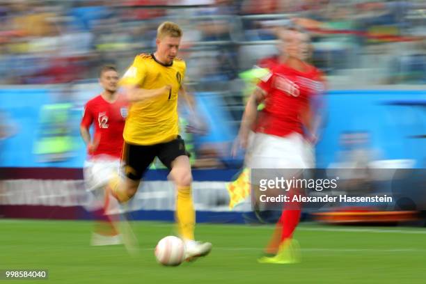 Kevin De Bruyne of Belgium runs with the ball during the 2018 FIFA World Cup Russia 3rd Place Playoff match between Belgium and England at Saint...