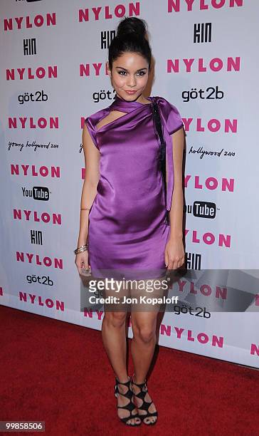 Actress Vanessa Hudgens arrives at NYLON Magazine's May Issue Young Hollywood Launch Party at The Roosevelt Hotel on May 12, 2010 in Hollywood,...