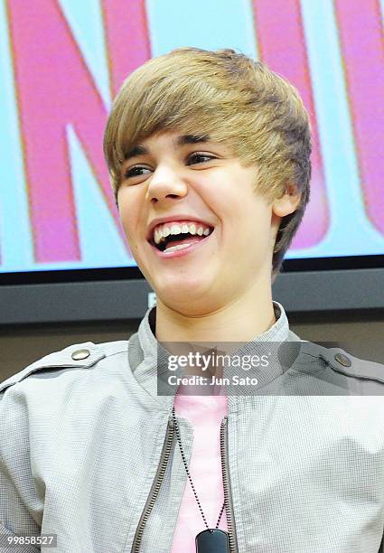 Singer Justin Bieber promotes his new album "My Worlds" at Tower Records Shinjuku on May 18, 2010 in Tokyo, Japan.