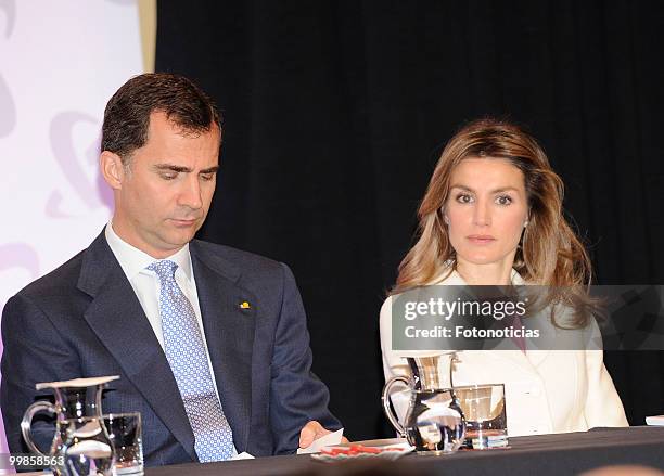Prince Felipe of Spain and Princess Letizia of Spain attend the opening of the 'I Foro Espana-Mexico', at the Instituto Cervantes on May 17, 2010 in...