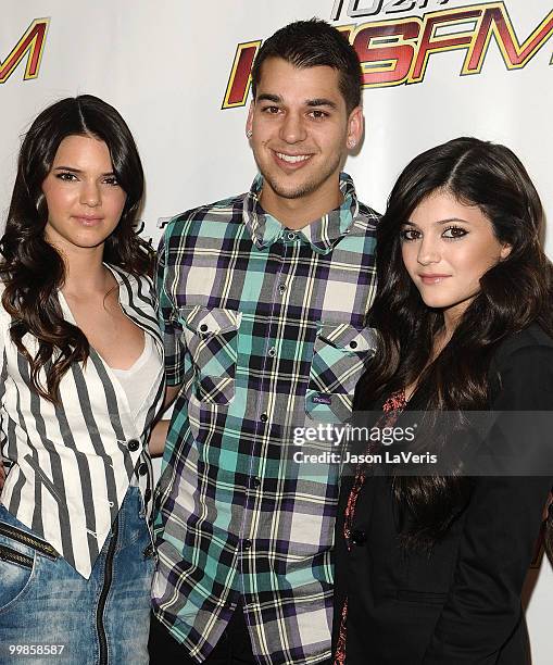 Kendall Jenner, Rob Kardashian and Kylie Jenner attend KIIS FM's 2010 Wango Tango Concert at Staples Center on May 15, 2010 in Los Angeles,...