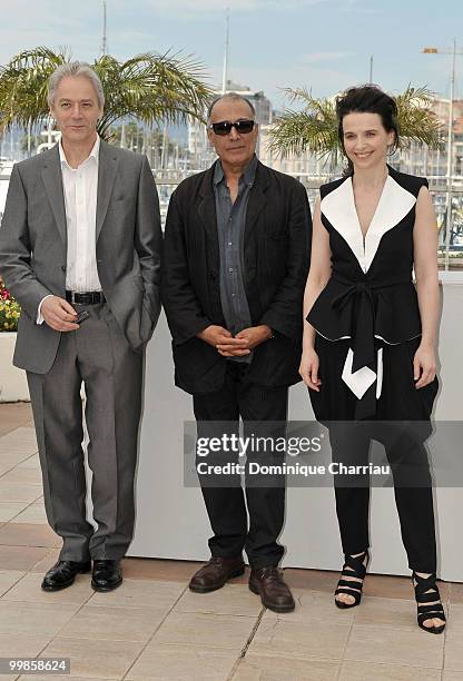Actor William Schimmel, director Abbas Kiarostami and actress Juliette Binoche attend the 'Certified Copy' Photo Call held at the Palais des...