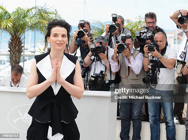 Actress Juliette Binoche attends the "Certified Copy" Photocall at the Palais des Festivals during the 63rd Annual Cannes Film Festival on May 18,...