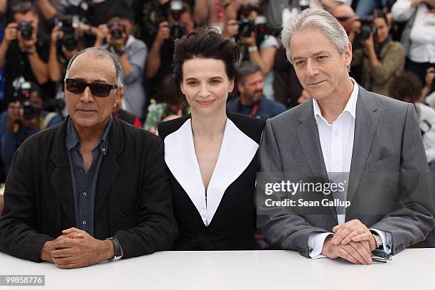 Actor William Shimell, Director Abbas Kiarostami and Actress Juliette Binoche attend the "Certified Copy" Photocall at the Palais des Festivals...