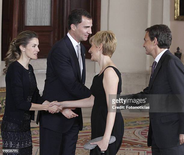 Princess Letizia of Spain, Prince Felipe of Spain, Sonsoles Espinosa and her husband Spain's Prime Minister Jose Luis Rodriguez Zapatero attend the...