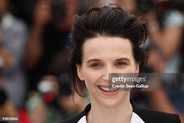 Actress Juliette Binoche attends the "Certified Copy" Photocall at the Palais des Festivals during the 63rd Annual Cannes Film Festival on May 18,...