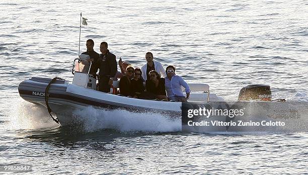 Actress Lindsay Lohan departs to attend Press Meeting aboard Lancia "Signora Del Vento" on May 17, 2010 in Cannes, France.