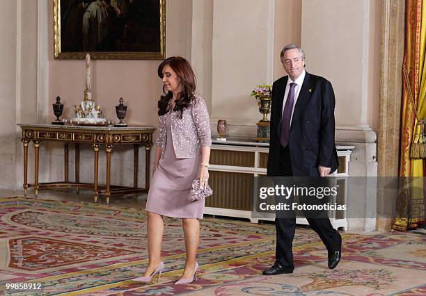 President of Argentina Cristina Fernandez and her husband Nestor Kirchner attend the VI European Union-Latin America and Caribbean Summit dinner, at...