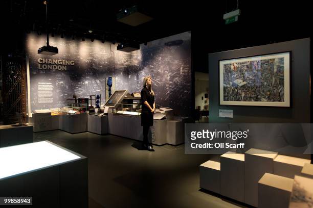 Woman admires the new 'Galleries of Modern London' exhibition in the Museum of London on May 18, 2010 in London, England. The 20 million GBP...