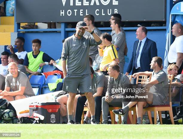 Jurgen Klopp manager of Liverpool during the Pre-Season friendly match between Bury and Liverpool at Gigg Lane on July 14, 2018 in Bury, England.
