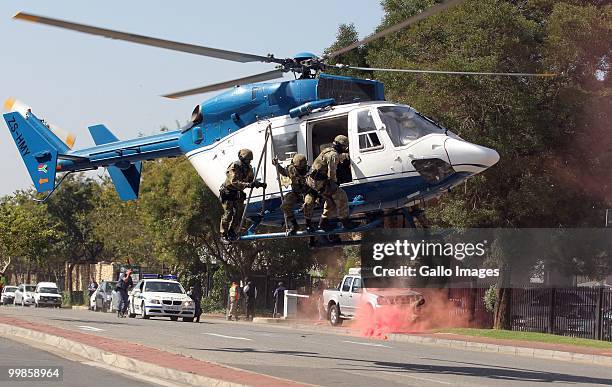 Sandton police demonstrate crowd control in preperation for the 2010 World Cup on May 17, 2010 in Sandton, Johannesburg, South Africa. The Fifa World...